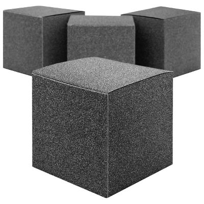 Koyal Wholesale Black Glitter Gift Favor Tuck Boxes, 3" Cube Favor Box, Bulk 50-Pack, Party Favor Gift Box Image 2