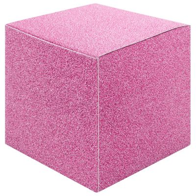 Koyal Wholesale Blush Pink  Glitter Gift Favor Tuck Boxes, 3" Cube Favor Box, Bulk 50-Pack, Party Favor Gift Box Image 1