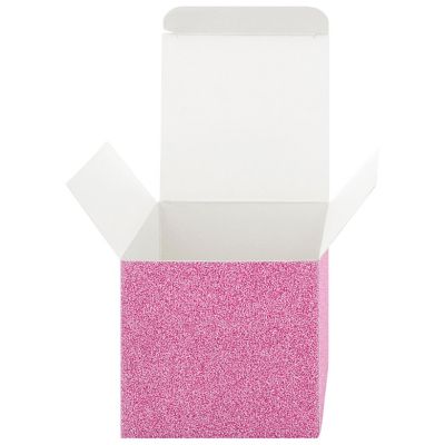 Koyal Wholesale Blush Pink  Glitter Gift Favor Tuck Boxes, 3" Cube Favor Box, Bulk 50-Pack, Party Favor Gift Box Image 3