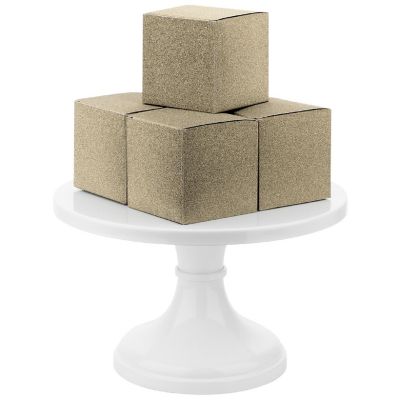 Koyal Wholesale Champagne Glitter Gift Favor Tuck Boxes, 3" Cube Favor Box, Bulk 50-Pack, Party Favor Gift Box Image 1