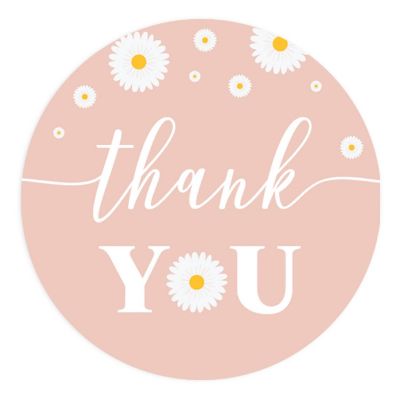 Koyal Wholesale Daisy Favor Thank You Stickers, 80-Pk 2-Inch Round Image 1