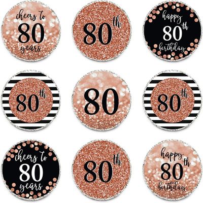 Koyal Wholesale Glitzy Rose Gold Chocolate Drop Labels, Cheers to 80 240-Pk Image 1