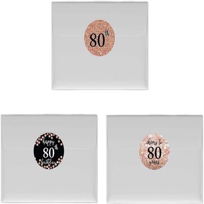 Koyal Wholesale Glitzy Rose Gold Chocolate Drop Labels, Cheers to 80 240-Pk Image 2