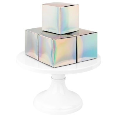 Koyal Wholesale Iridescent Party Favor Boxes, 3 x 3 x 3 inch, 50 Pack, Holographic Foil Treat Boxes, Gift Tuck Box Image 1