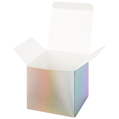 Koyal Wholesale Iridescent Party Favor Boxes, 3 x 3 x 3 inch, 50 Pack, Holographic Foil Treat Boxes, Gift Tuck Box Image 2