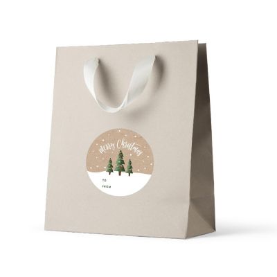 Kraft Brown Christmas Tree To/From Label Image 1