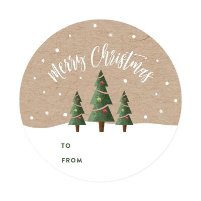Kraft Brown Christmas Tree To/From Label Image 3