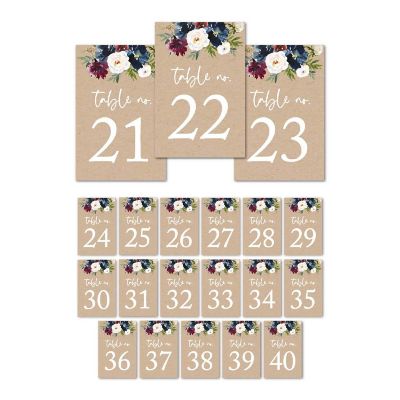 Kraft Floral Table Numbers 21-40 4x6 Image 1