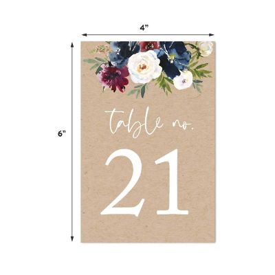 Kraft Floral Table Numbers 21-40 4x6 Image 1