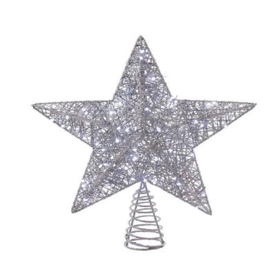 Kurt Adler 45 Light LED Silver Star Christmas Tree Topper 13 Inch JEL0317 Image 1