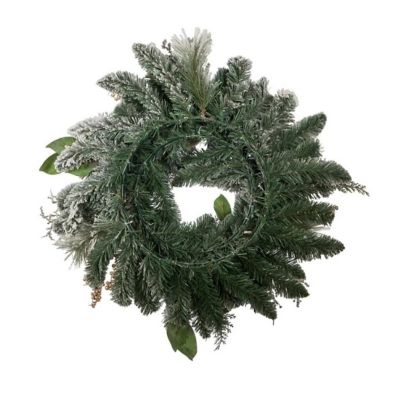 Kurt Adler Artificial Blue, Silver, and Gold Poinsettia Flocked Wreath Christmas Decoration, 24 Inches Image 2