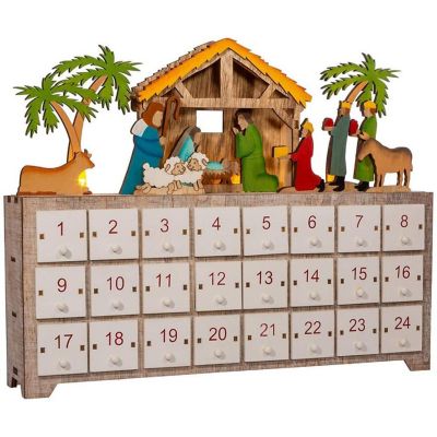 Kurt Adler Battery-Operated Light-Up LED Nativity Advent Calendar Image 1