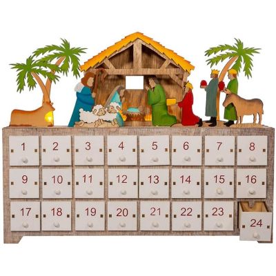 Kurt Adler Battery-Operated Light-Up LED Nativity Advent Calendar Image 1