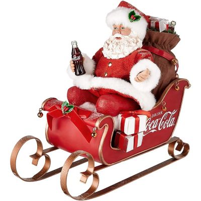 Kurt Adler CC5202 Coca-Cola Santa in Sleigh Tabletop Christmas Decoration, 10 inches Image 1