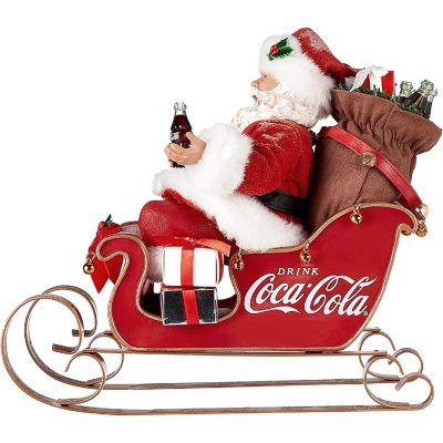 Kurt Adler CC5202 Coca-Cola Santa in Sleigh Tabletop Christmas Decoration, 10 inches Image 1