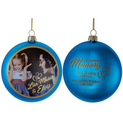 Kurt Adler Elvis Presley and Lisa Marie Glass Disc Ornament, 3 inches Image 2