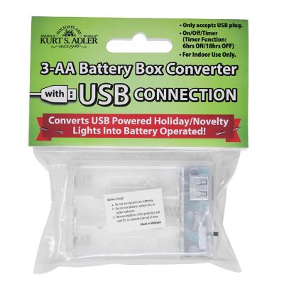 Kurt Adler Empty 3 InchesAA Inches Battery Box with USB Connection and Timer Image 2