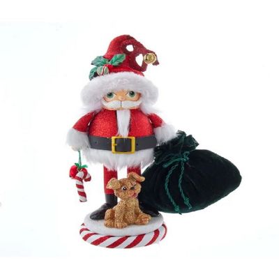 Kurt Adler Hollywood Chubby Santa With Puppy Wood CHristmas Nutcracker 12 Inch Image 1