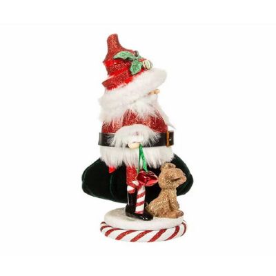 Kurt Adler Hollywood Chubby Santa With Puppy Wood CHristmas Nutcracker 12 Inch Image 3
