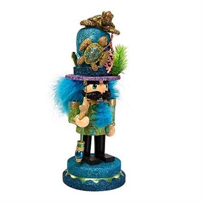 Kurt Adler Hollywood Nutcracker with Sea Turtle Hat, 11-Inch Image 1