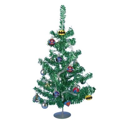 Kurt Adler Justice League Artificial Christmas Tree Set, Mini, Green, 15 Inches Image 1
