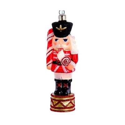 Kurt Adler Pre-lit Hanging Glass Ornament, Warm White LED Feets, Nutcracker Image 1