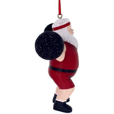 Kurt Adler Resin Christmas Tree Ornament, Santa Weightlifter Image 3