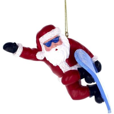 Kurt Adler Resin Christmas Tree Ornament, Snowboard Santa Image 1