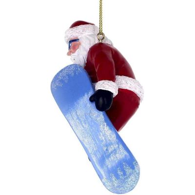 Kurt Adler Resin Christmas Tree Ornament, Snowboard Santa Image 3