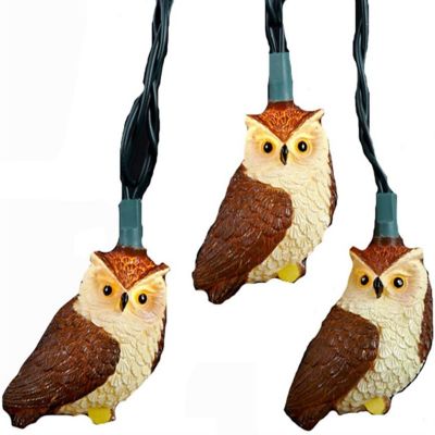 Kurt Adler #UL4235 10-Light Brown Owl Light Set, 11.5' Image 1