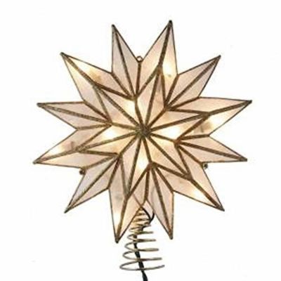 Kurt S. Adler 12-Point Capiz Gold Star Christmas Treetop, 9" Image 1