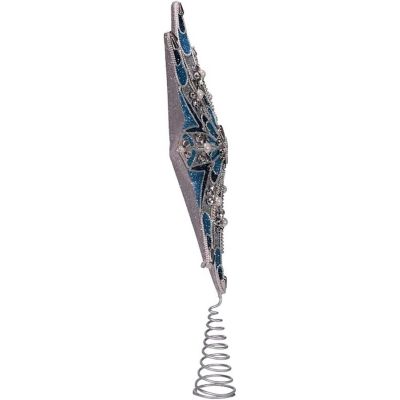 Kurt S. Adler 8-Point Blue and Silver Star Treetop Tree Topper, 16 Inch Image 2