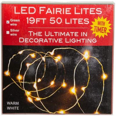 Kurt S. Adler BAT0315WW String Light 50 L, WW LED Battery Fairy Light Set, White, 19 Feet Image 1
