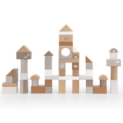 Label Label: 50Pc Wooden Blocks Set - Tan, Stacking Toy, Ages 2+ Image 1