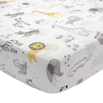 Lambs & Ivy Animal Jungle Soft 100% Cotton Jersey Baby Fitted Crib Sheet Image 1