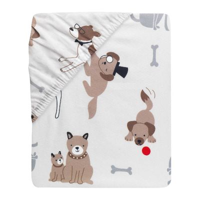 Lambs & Ivy Bow Wow Dog/Puppy Breathable 100% Cotton Baby Fitted Crib Sheet Image 2