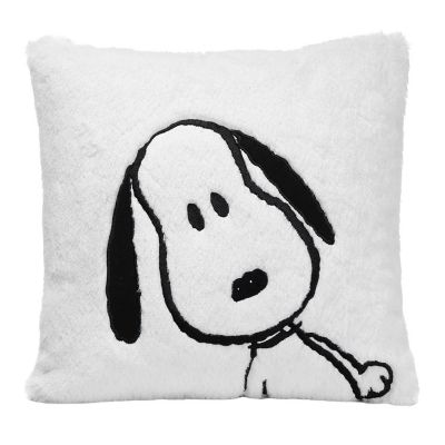 Lambs & Ivy Classic Snoopy White/Black Furry Decorative Nursery Throw Pillow Image 1