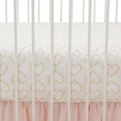 Lambs & Ivy Confetti White with Gold Hearts 100% Cotton Baby Fitted Crib Sheet Image 1