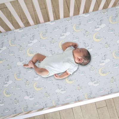 Lambs & Ivy Disney Baby Cozy Friends Winnie the Pooh Gray Fitted Crib Sheet Image 1