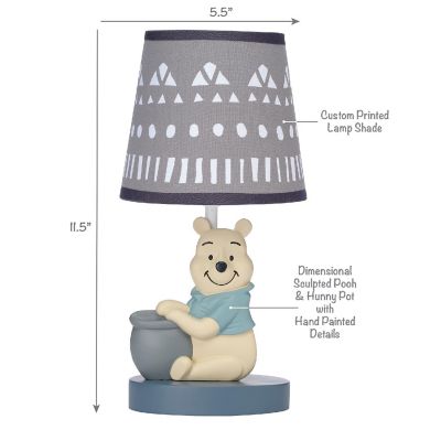 Lambs & Ivy Disney Baby Forever Pooh Gray Lamp with Shade & Bulb Image 2