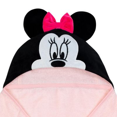 Lambs & Ivy Disney Baby Minnie Mouse Pink Cotton Hooded Baby Bath Towel Image 1
