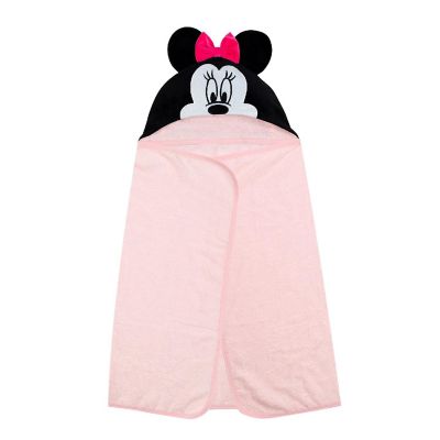 Lambs & Ivy Disney Baby Minnie Mouse Pink Cotton Hooded Baby Bath Towel Image 2