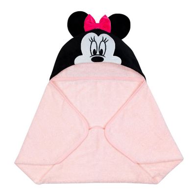 Lambs & Ivy Disney Baby Minnie Mouse Pink Cotton Hooded Baby Bath Towel Image 3