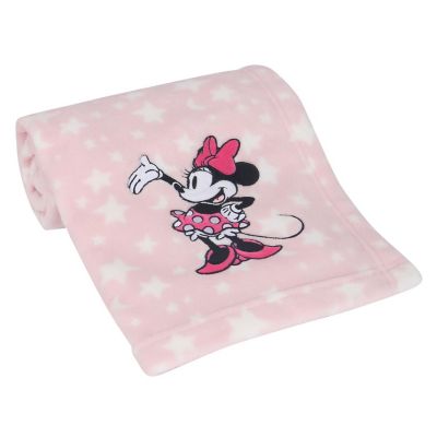 Lambs & Ivy Disney Baby Minnie Mouse Stars Pink Soft Fleece Baby Blanket Image 2