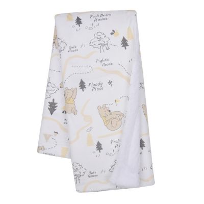 Lambs & Ivy Disney Baby Pooh and the Hundred Acre Woods White Baby Blanket Image 1