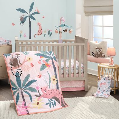 Lambs & Ivy Enchanted Safari Leopard/Lemur Jungle 3-Piece Baby Crib Bedding Set Image 1