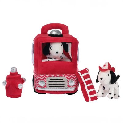 Lambs &amp; Ivy Fire Truck 5pc Developmental Plush Soft Toy Interactive Play Set Image 1