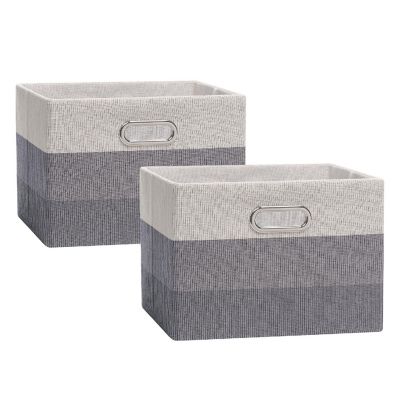 Lambs &amp; Ivy Gray Ombre Foldable/Collapsible Storage Bin/Basket- 2 Pack Image 1