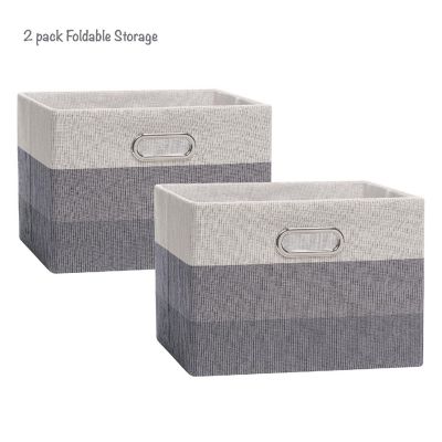 Lambs &amp; Ivy Gray Ombre Foldable/Collapsible Storage Bin/Basket- 2 Pack Image 1