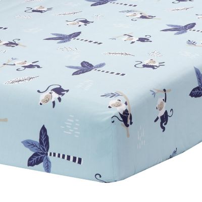 Lambs & Ivy Jungle Party 100% Cotton Monkey/Palm Tree Fitted Crib Sheet Image 1